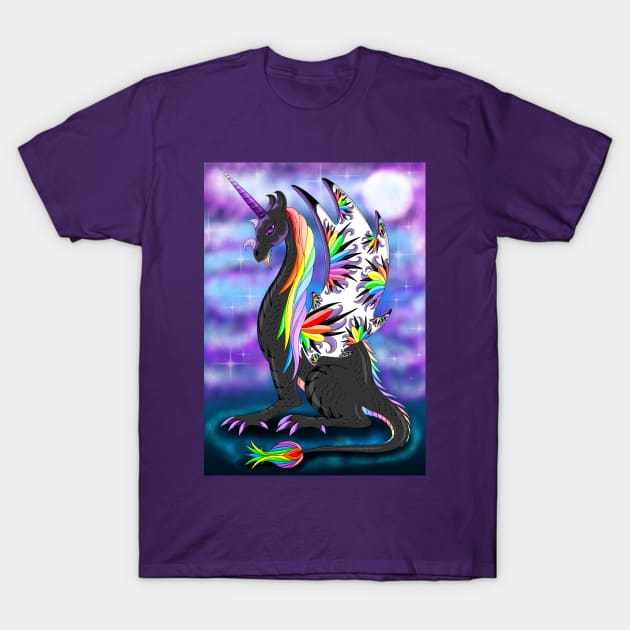 Rainbow black dragon T-Shirt by MelanieJeyakkumar